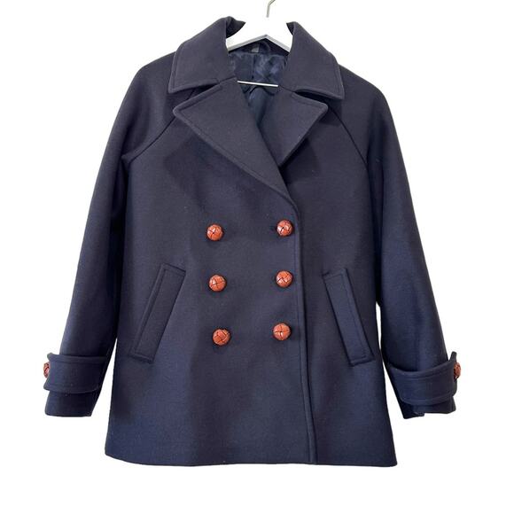 & Other Stories Paris Atelier Wool Peacoat Women’s Size 6 Navy - Picture 5 of 14